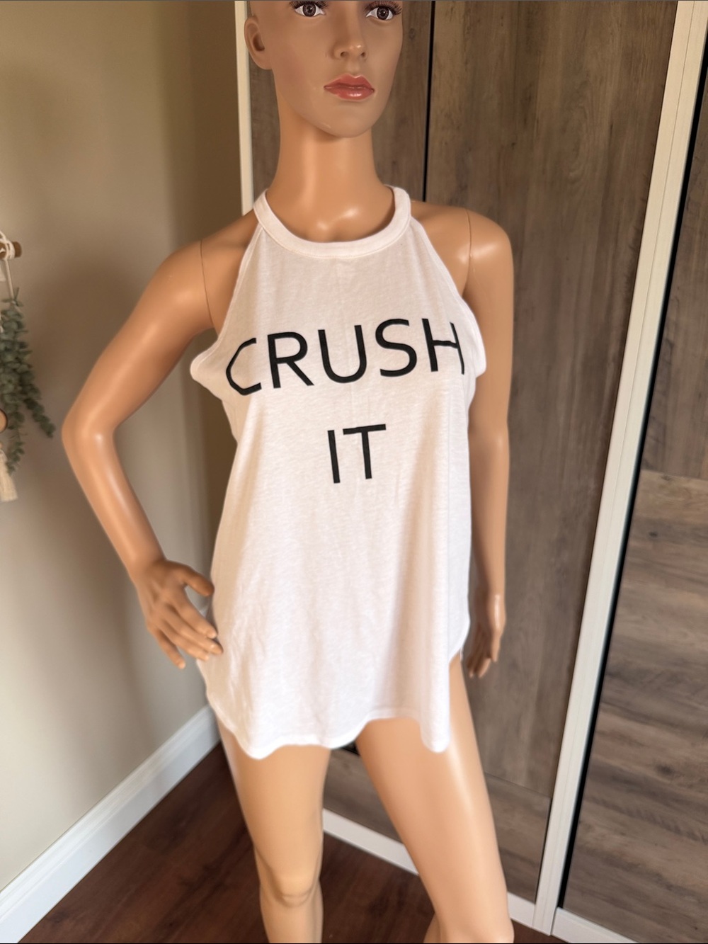 White 'CRUSH IT' Graphic Racerback Tank Top - Women's